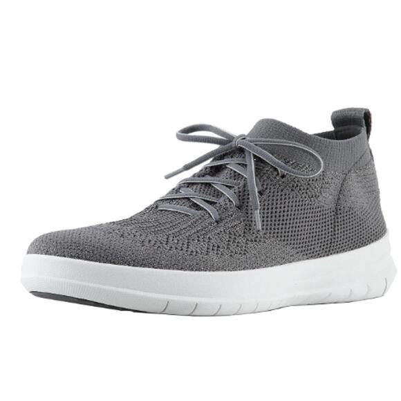 FitFlop Uberknit Slip-On High Top Sneaker Charcoal/Metallic Pewter Womens US 6.5 - Picture 1 of 9